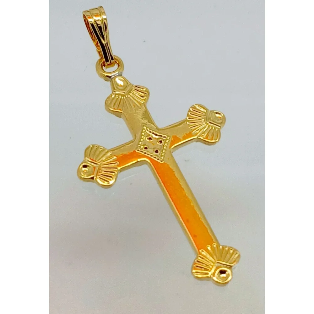 Karatbond Vintage Y2K Gold Ornate Cross Necklace Pendant Made in USA NOS Faith
